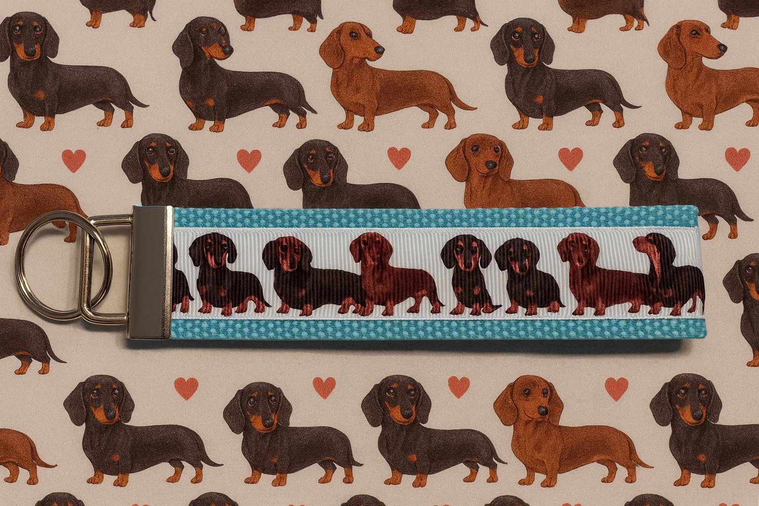 Dachshund Keychain Wristlet – Handmade Dog Lover Key Fob
