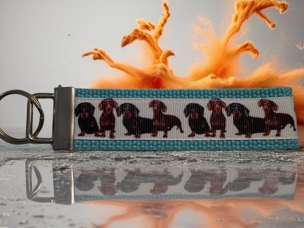 Dachshund Keychain Wristlet – Handmade Dog Lover Key Fob