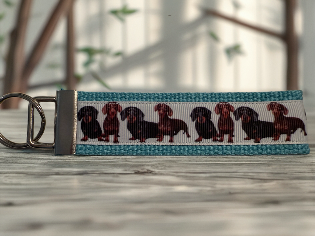 Dachshund Keychain Wristlet – Handmade Dog Lover Key Fob