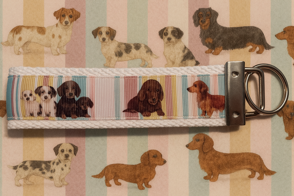Dachshund Keychain Wristlet – Handmade Dog Lover Key Fob