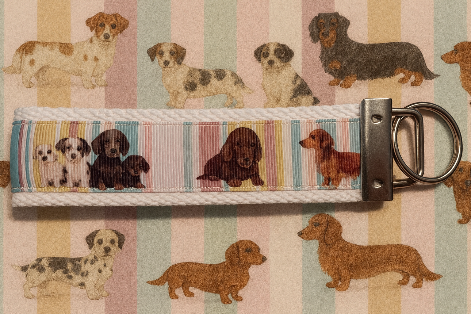 Dachshund Keychain Wristlet – Handmade Dog Lover Key Fob