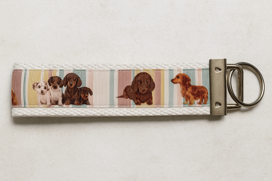 Dachshund Keychain Wristlet – Handmade Dog Lover Key Fob