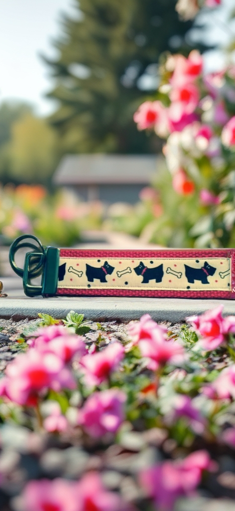Scottie Dog Keychain Wristlet – Cute Dog Lover Gift with Red Trim