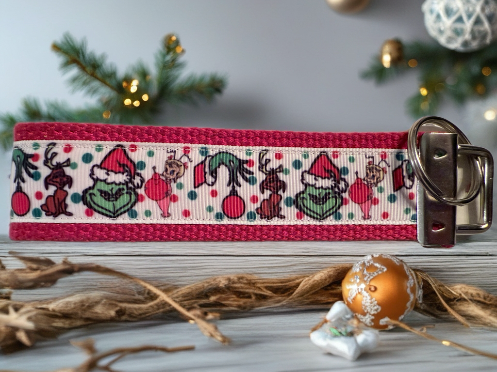 Christmas Grinch-Inspired Keychain Wristlet – Holiday Gift, Stocking Stuffer, Festive Key Fob