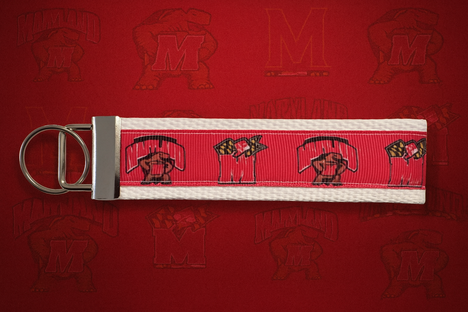 University of Maryland Terrapins Keychain – Testudo Turtle Mascot Wristlet Key Fob