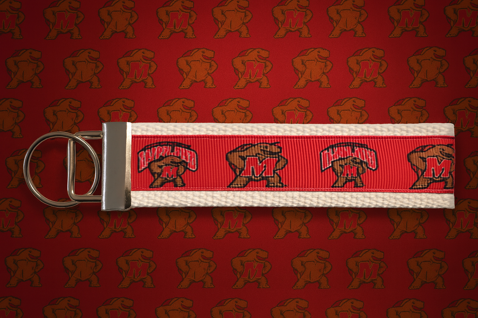 University of Maryland Terrapins Keychain – Testudo Turtle Mascot Wristlet Key Fob