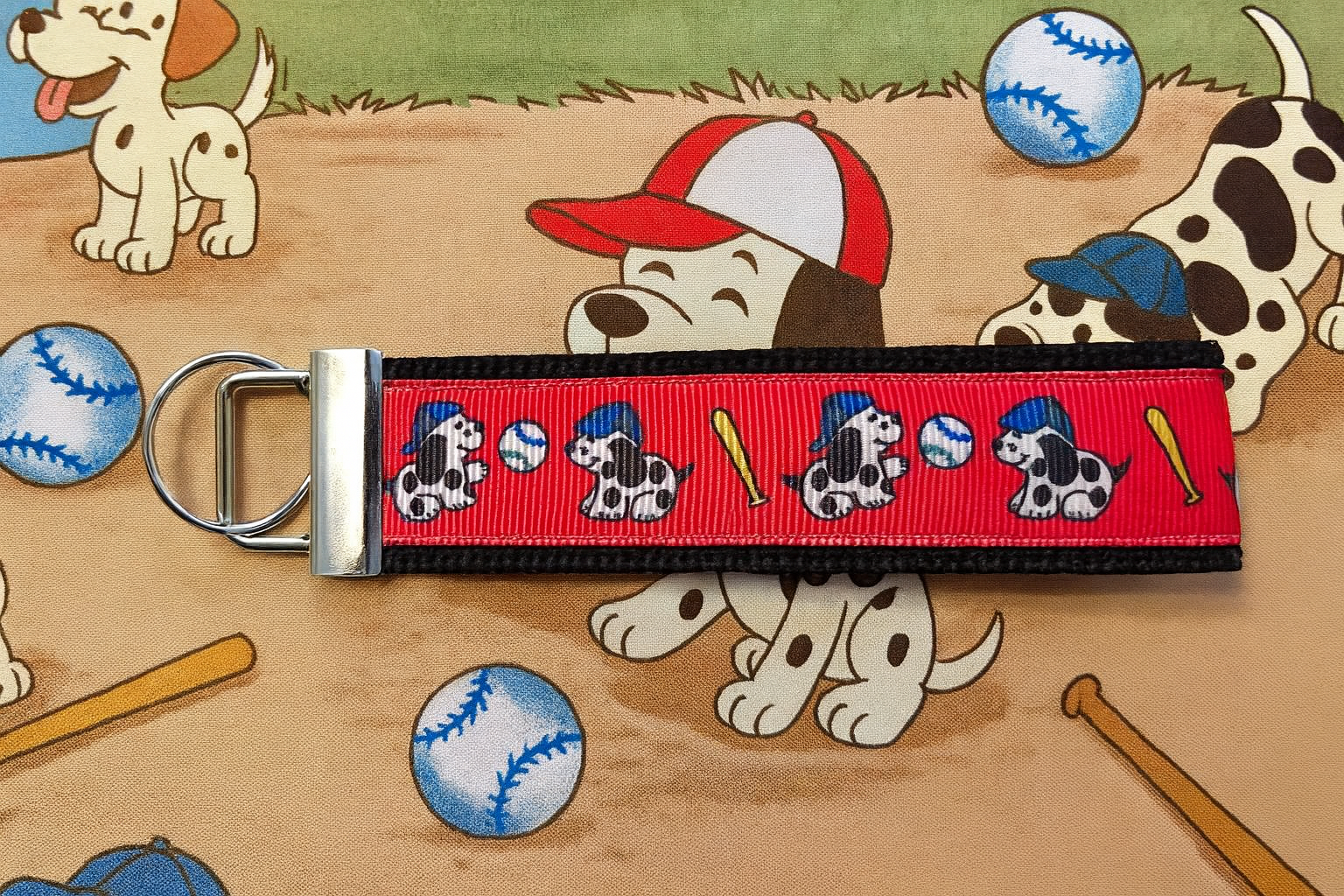 Baseball Dog Keychain Wristlet – Cute Dalmatian Sports Lover Gift