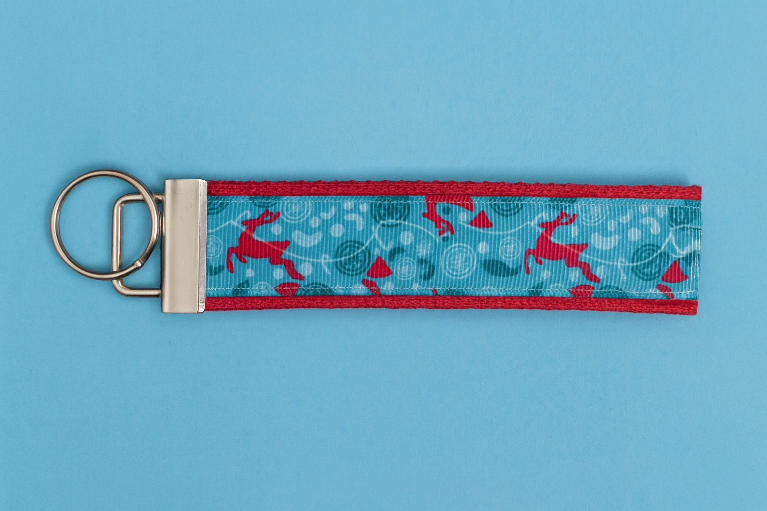 Whimsical Reindeer Keychain | Christmas Wristlet Key Fob