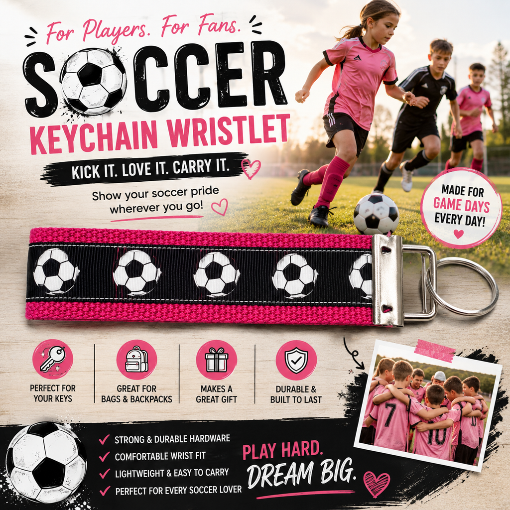 Soccer Keychain Wristlet | Soccer Mom Keychain | Soccer Player Gift | Game Day Wristlet | Team Gift | Sports Key Fob