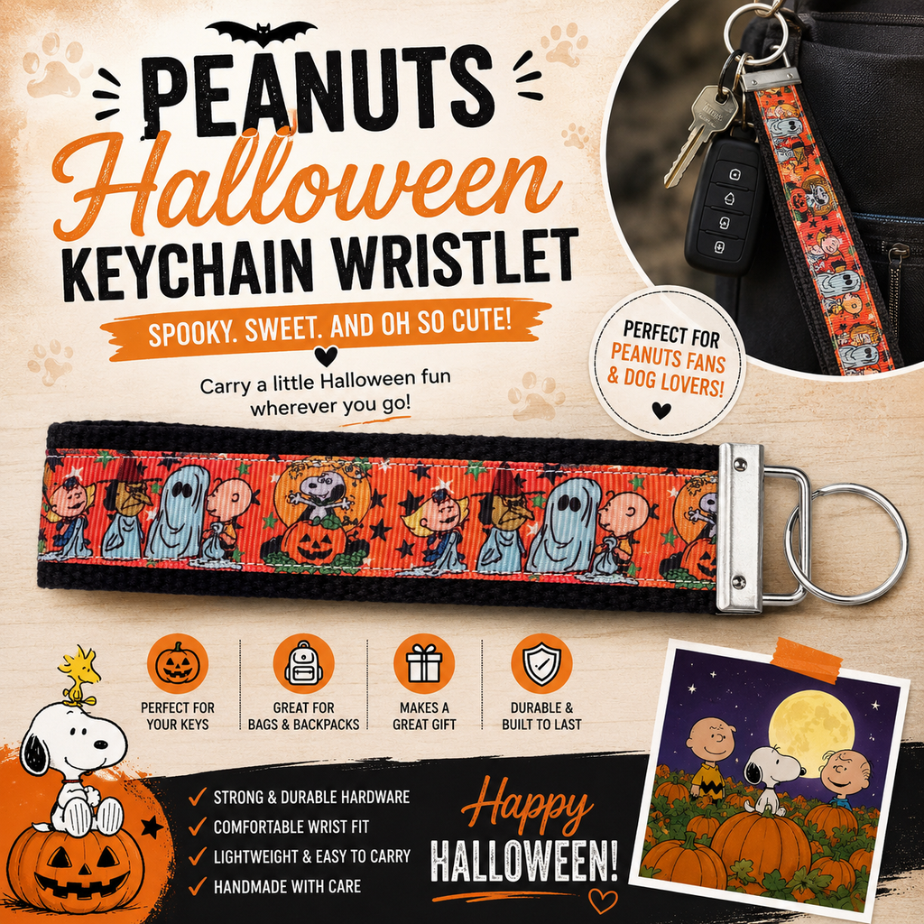 Peanuts Halloween Keychain Wristlet | Snoopy Halloween Keychain | Spooky Season Wristlet | Fall Key Fob | Halloween Gift | Handmade