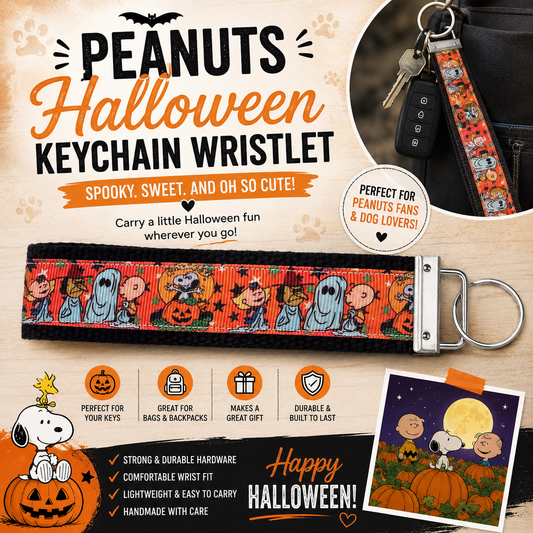 Peanuts Halloween Keychain Wristlet | Snoopy Halloween Keychain | Spooky Season Wristlet | Fall Key Fob | Halloween Gift | Handmade