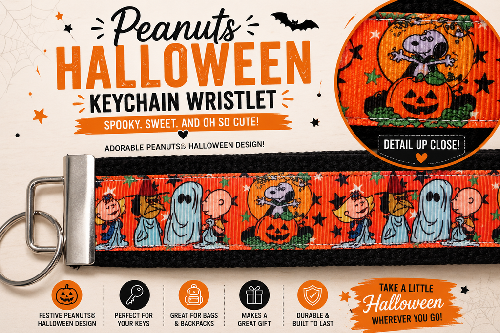 Peanuts Halloween Keychain Wristlet | Snoopy Halloween Keychain | Spooky Season Wristlet | Fall Key Fob | Halloween Gift | Handmade