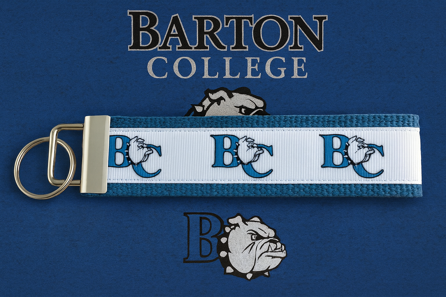 Barton College Bulldogs Keychain Wristlet – Durable Fabric Key Fob with Bulldog Logo