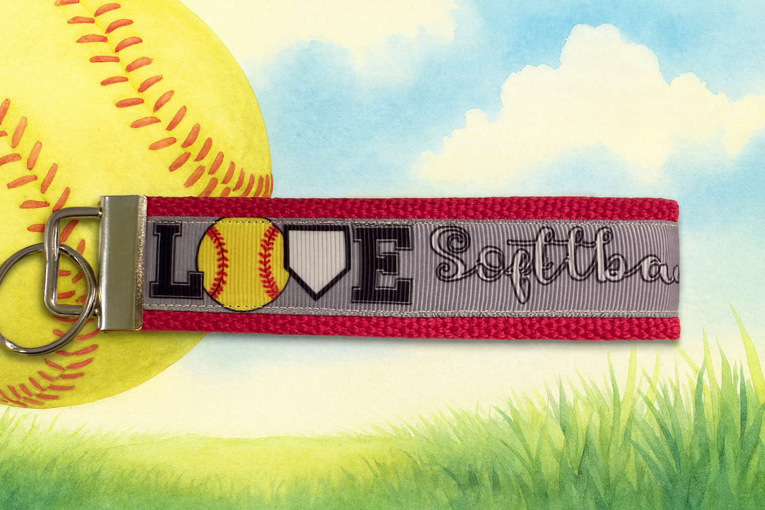 Softball Keychain Wristlet – LOVE Softball Bag Tag for Players, Coaches & Fans