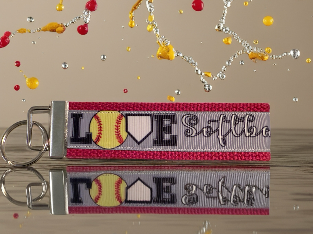 Softball Keychain Wristlet – LOVE Softball Bag Tag for Players, Coaches & Fans