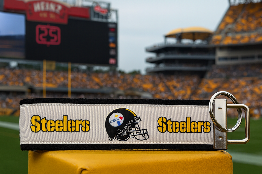 Pittsburgh Steelers Football Keychain | Handmade Wristlet Key Fob for Fans