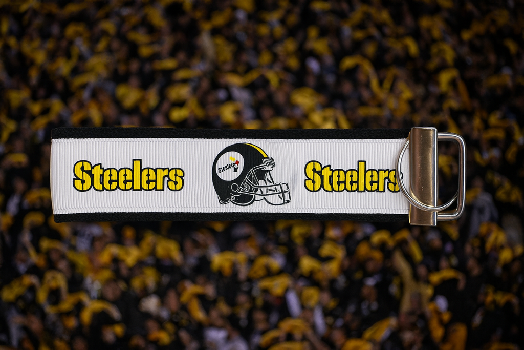 Pittsburgh Steelers Football Keychain | Handmade Wristlet Key Fob for Fans
