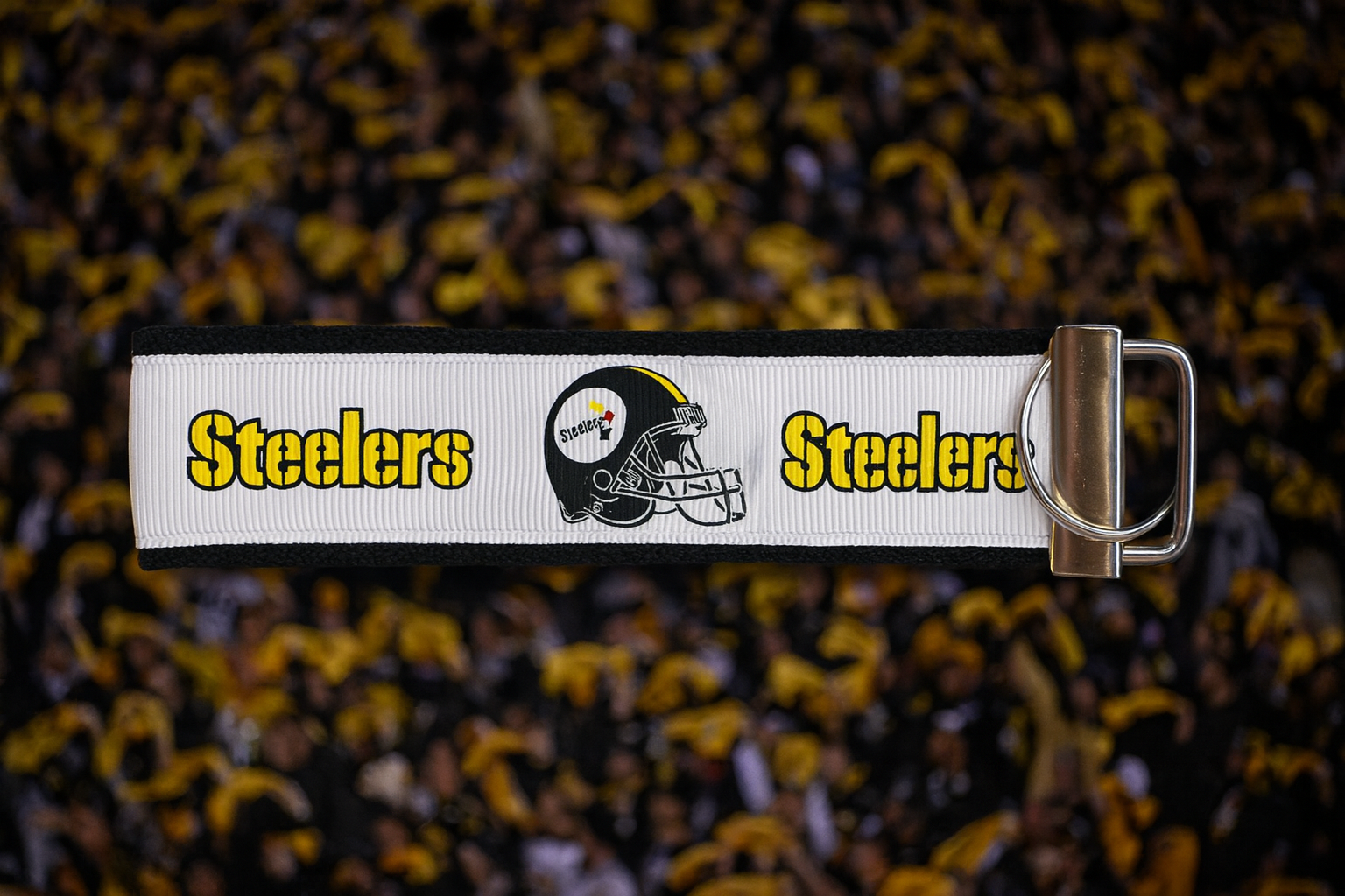 Pittsburgh Steelers Football Keychain | Handmade Wristlet Key Fob for Fans