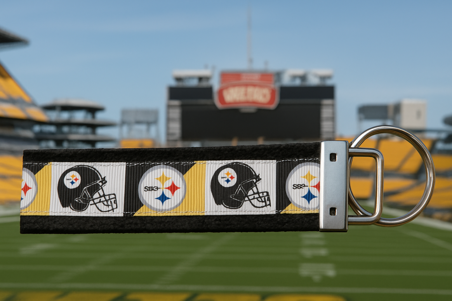 Pittsburgh Steelers Keychain – Handmade Wristlet with Team Logo & Helmet Design