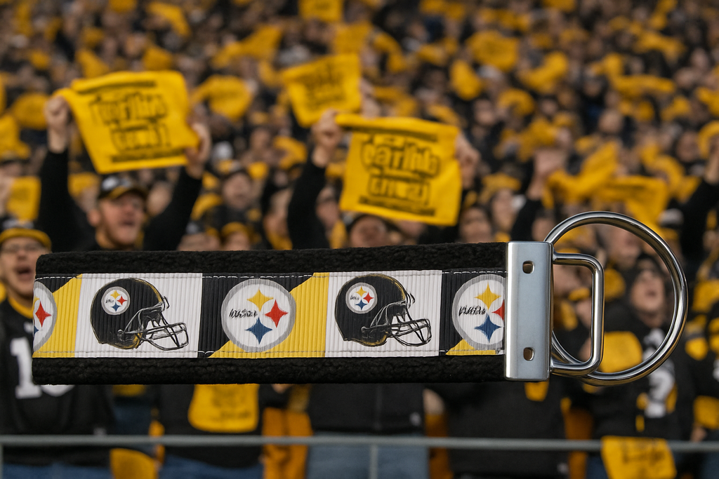 Pittsburgh Steelers Keychain – Handmade Wristlet with Team Logo & Helmet Design