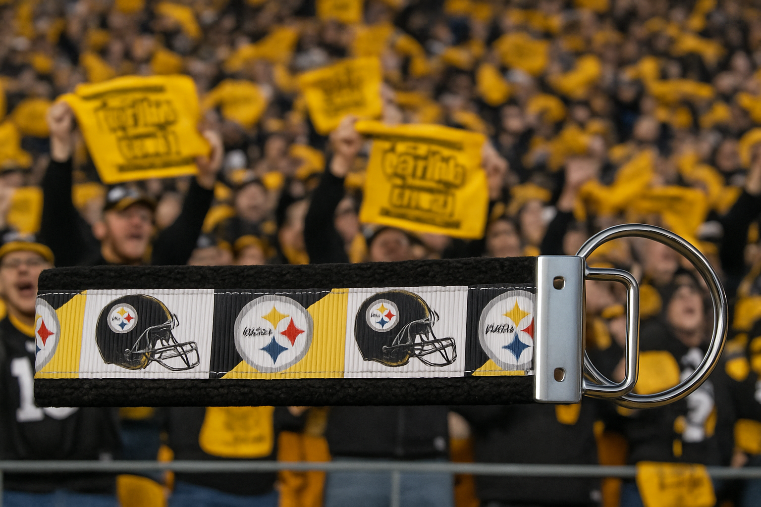 Pittsburgh Steelers Keychain – Handmade Wristlet with Team Logo & Helmet Design