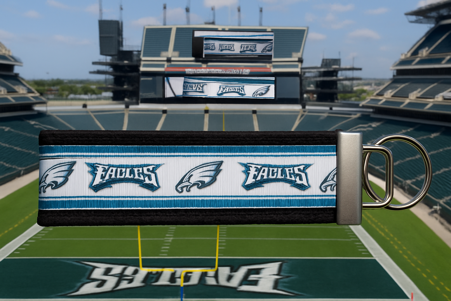 Philadelphia Eagles Keychain – Handmade Wristlet with Team Logo & Colors