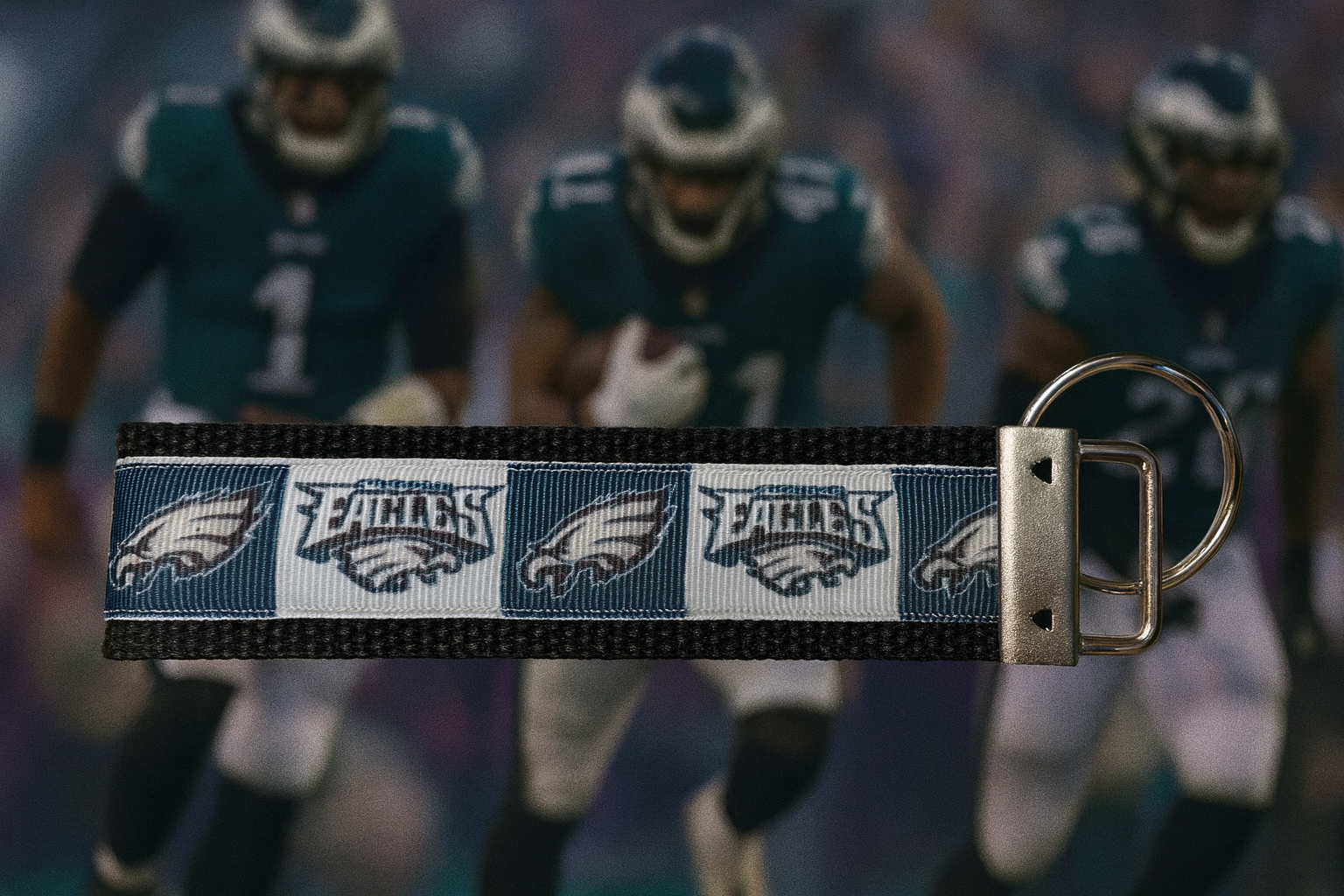 Philadelphia Eagles Keychain – Handmade Wristlet with Team Logo & Colors