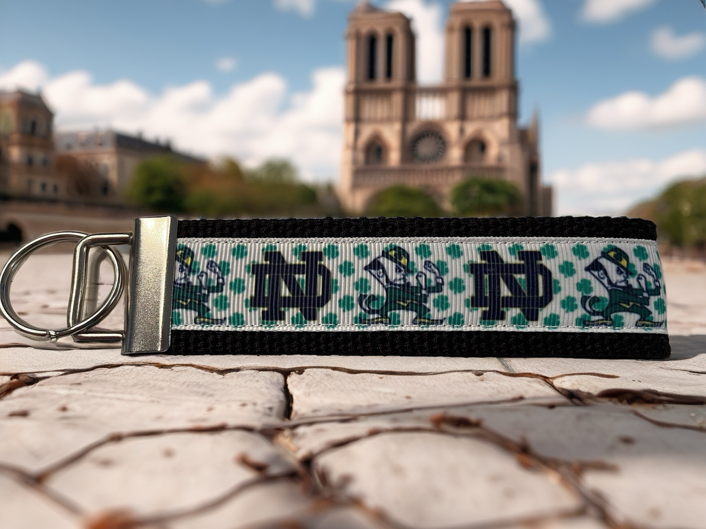 Notre Dame Fighting Irish Keychain Wristlet – ND Logo & Leprechaun Design