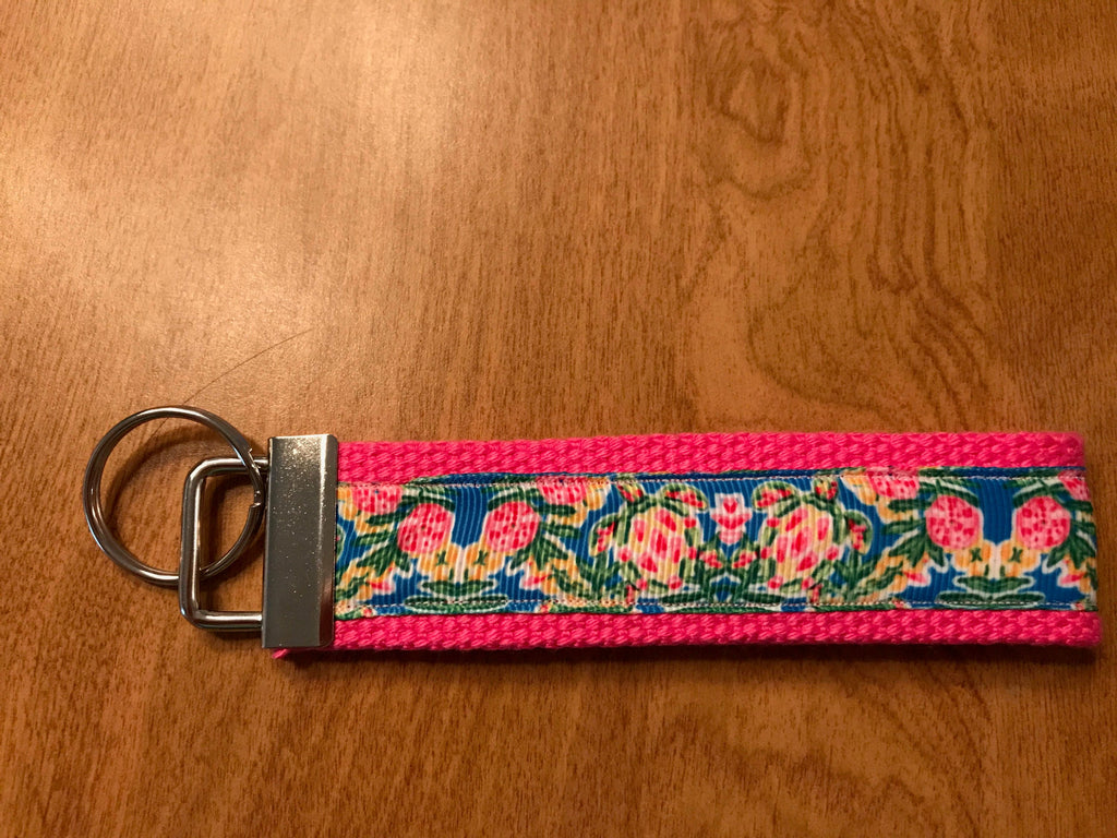 Pulitzer Pink and Blue Sea Turle Keychain/ Keyfob/Wristlet