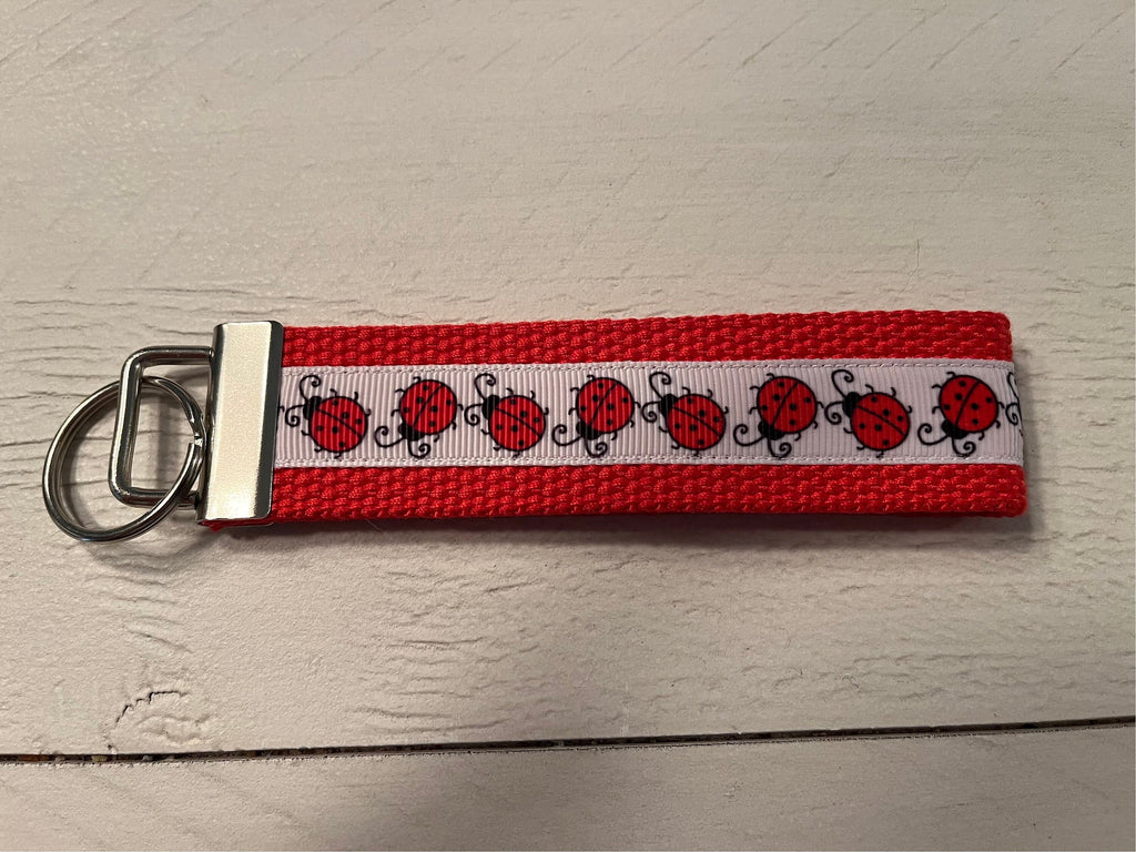 Ladybug White and Red Webbing Keychain/ Key fob