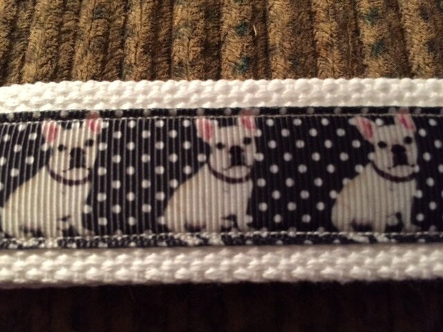 French Bulldog Keychain Wristlet – Cute Dog Lover Gift, Polka Dot Fabric Key Fob