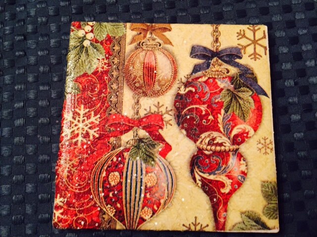 Classic Coasters with Christmas Ball Ornaments Ceramic Tile Coasters (set of 4)
