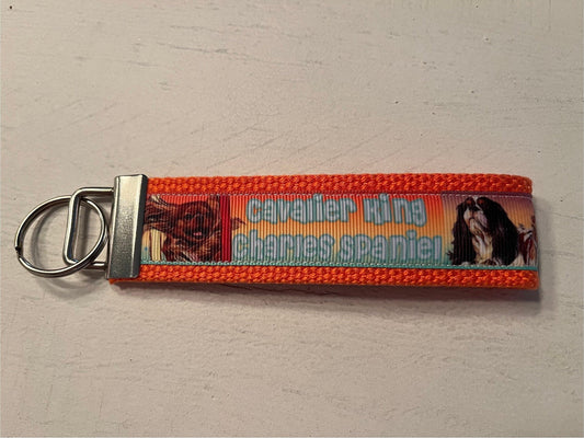 Cavalier King Charles Spaniel Cotton Webbing Keychain/ Keyfob/ Wristlet