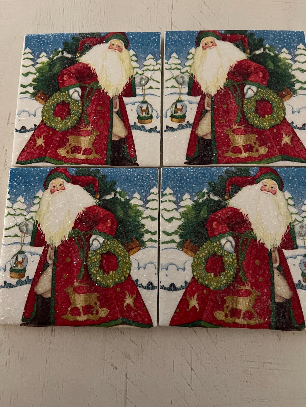 Vintage Santa Claus Coaster Set of 4 – Handmade Christmas Coasters | Holiday Décor Gift | Lacey Grace Boutique
