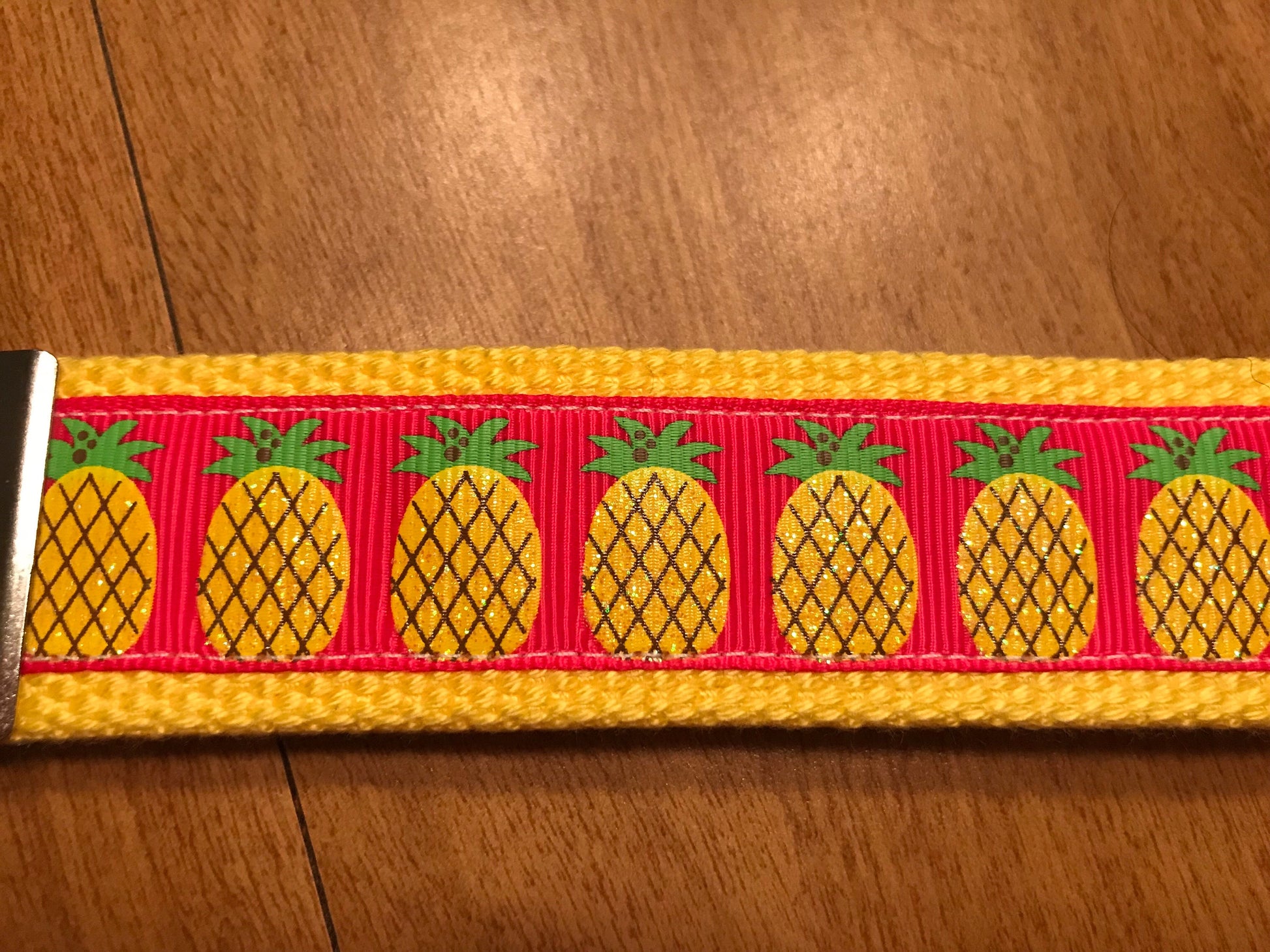 Pink and Yellow Pineapple Keychain/ Wristlet/ Keyfob