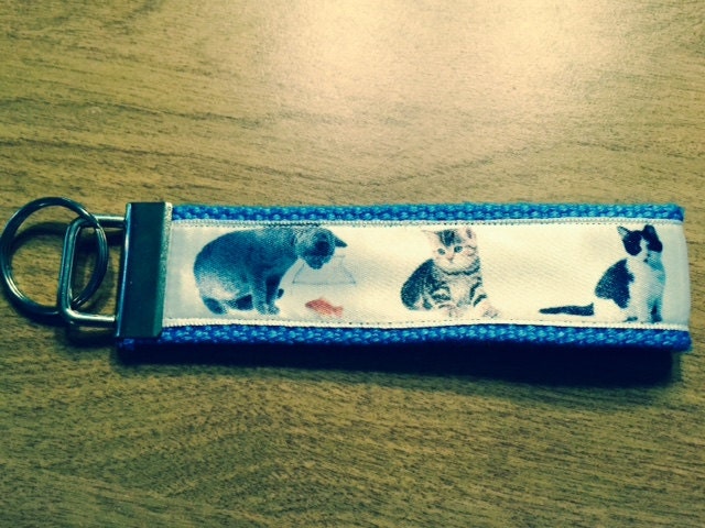 Kitten Mischief Cotton Webbing Keychain/ Keyfob/ Wristlet