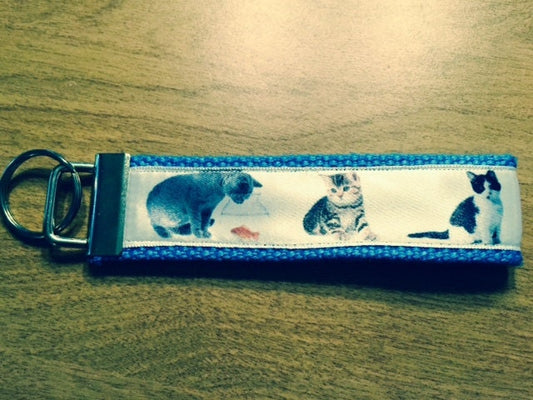 Kitten Mischief Cotton Webbing Keychain/ Keyfob/ Wristlet