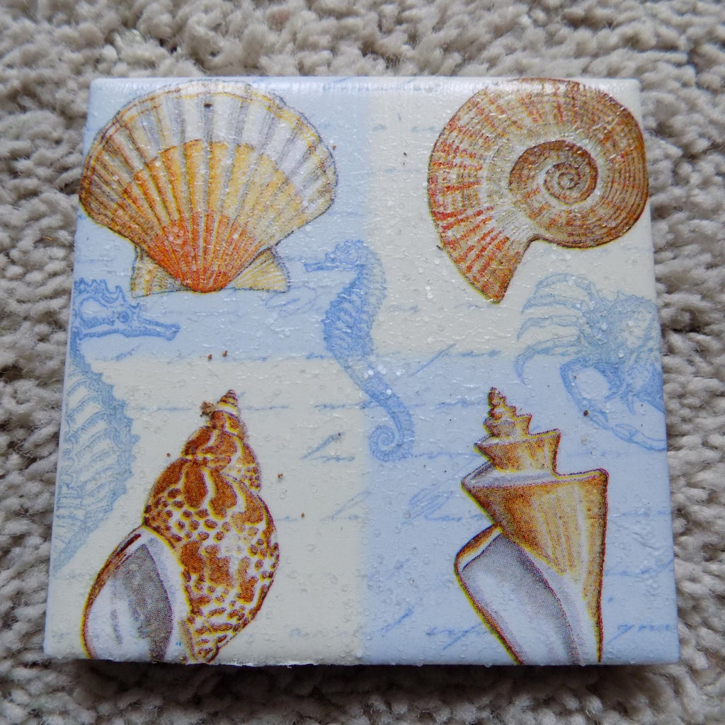 Sea Shells Ceramic Tile Coasters (set of 4)