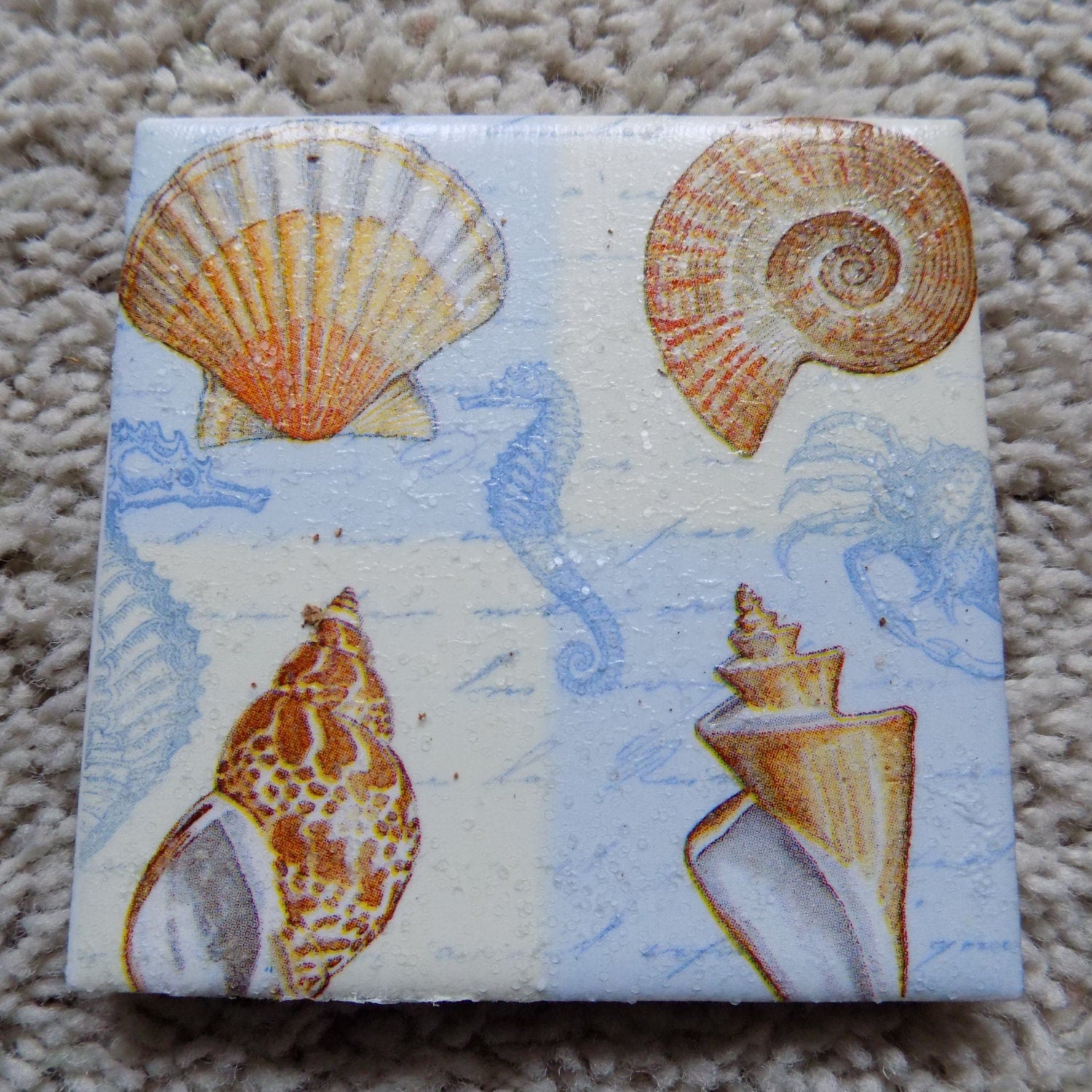 Sea Shells Ceramic Tile Coasters (set of 4)