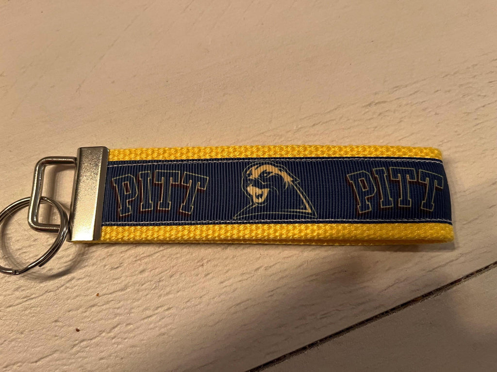 Gold and Blue Pitt Cotton Webbing Keychain/Keyfob/Wristlet
