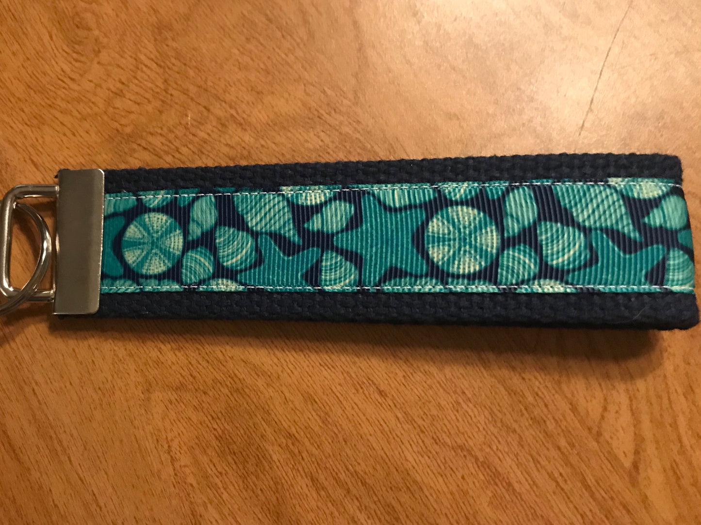 Aqua Under the Sea Treasures Cotton Webbing Keychain/Keyfob/Wristlet