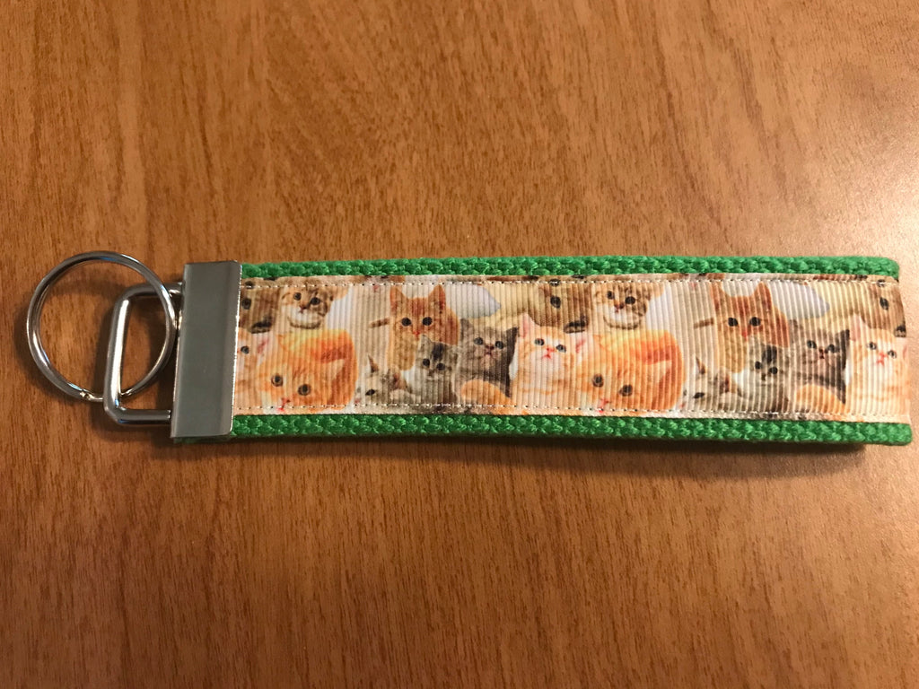 Cats Everywhere Cotton Webbing Keychain/Keyfob/Wristlet