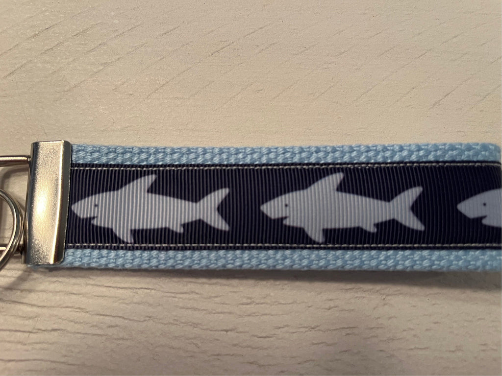 Shark Lover Cotton Webbing Keychain/Wristlet/Keyfob