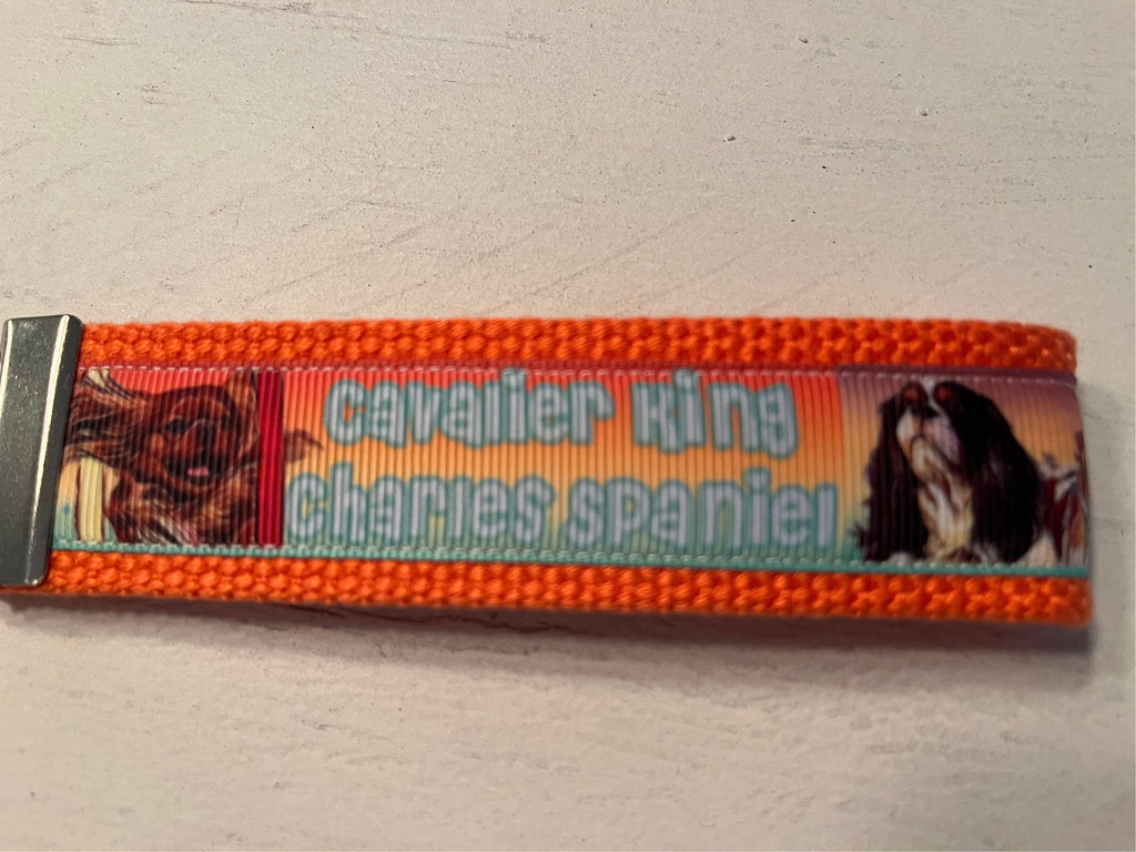 Cavalier King Charles Spaniel Cotton Webbing Keychain/ Keyfob/ Wristlet