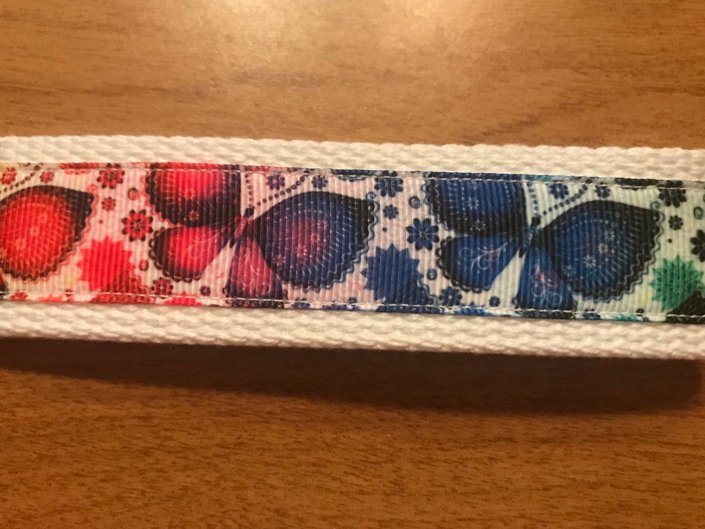 Rainbow Butterfly Cotton Webbing Keychain/Keyfob/Wristlet