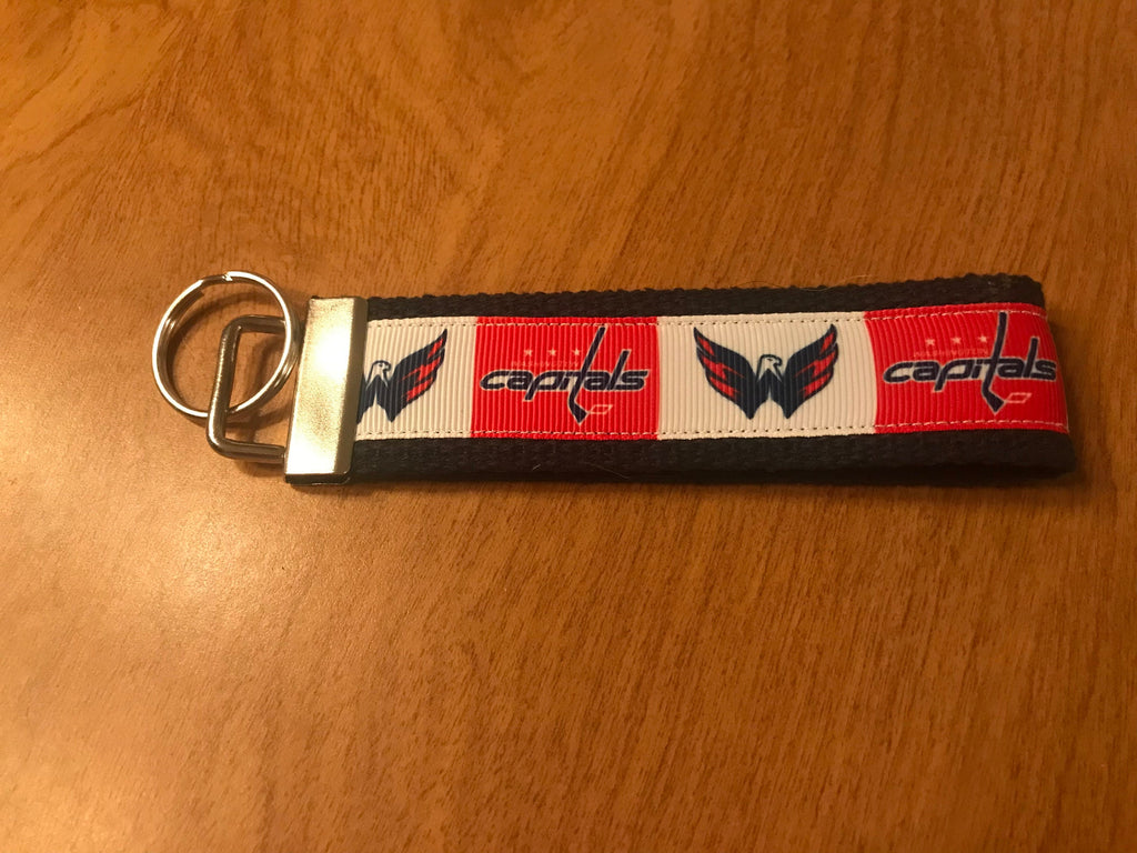 Red and White Washington Capitals Cotton Webbing keychains/Keyfob/Wristlets