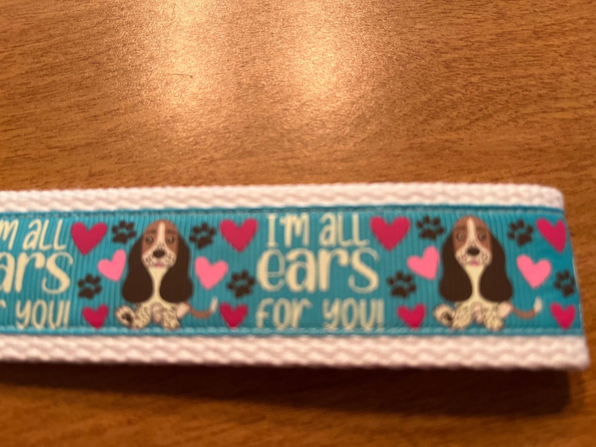 Basset hound   “I’m All Ears for You!” Cotton Webbing Keychain, Keyfob, Wristlet