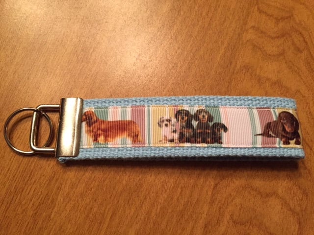 Dachshund Keychain Wristlet – Handmade Dog Lover Key Fob