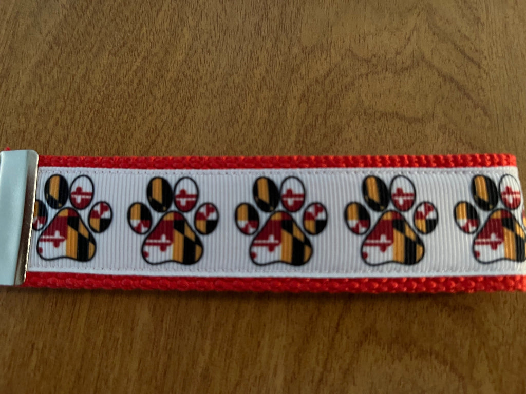 State of Maryland Paw Print Cotton Webbing Keychain/wristlet/keyfob