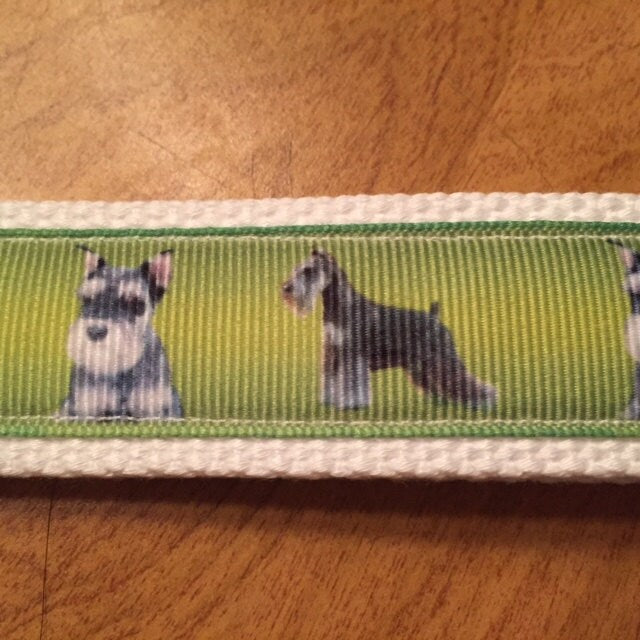 Schnauzer Lover Keychain Wristlet – Black & White Webbing Options